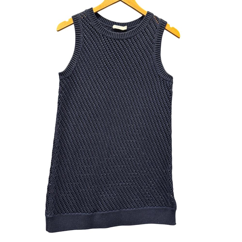 Vince Mesh Sweater Womens Small Cotton Knit Sleeveless Coastal Tunic Pullover